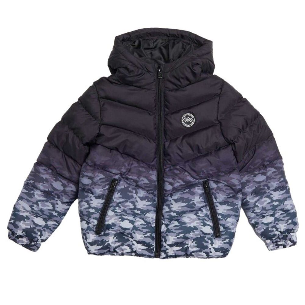 Firetrap Childrens/Kids Ombre Puffer Jacket / Black Camo